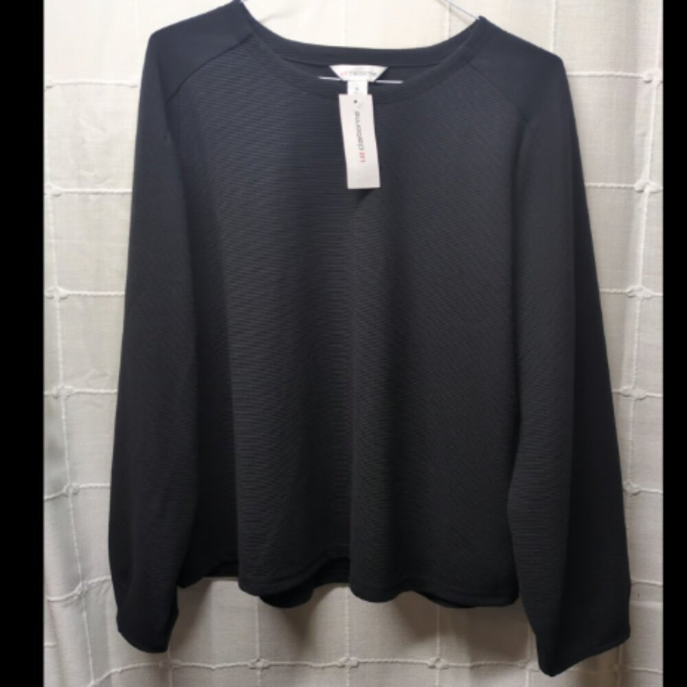 NWT Liz Claiborne Sweater Womens XL Black Polyester Pullover Top